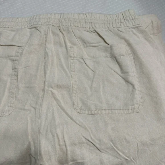 Old Navy Cream Wide-Leg linen blend pull on Pants Size Large - Picture 6 of 6